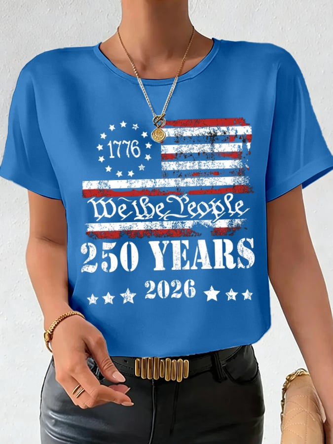 Women's 250th Anniversary National Flag Print Casual T-Shirt