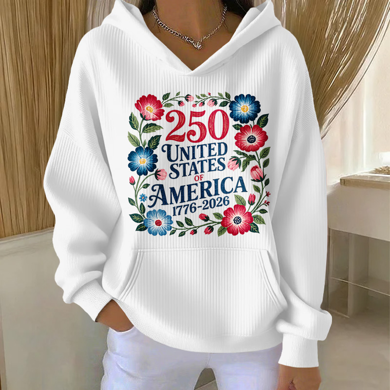 Women's US 250th Anniversary Print Casual Hoodie