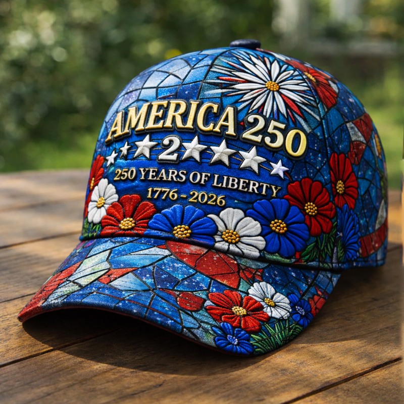 250th Anniversary Floral Flag Art Printed Casual Hat