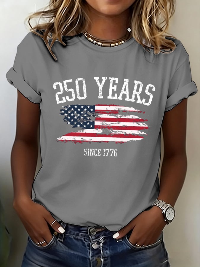 Women's 250th Anniversary National Flag Print Casual T-Shirt