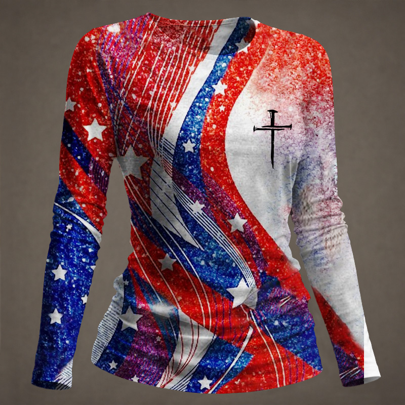 American 250th Anniversary Faith Print Long-Sleeve T-Shirt