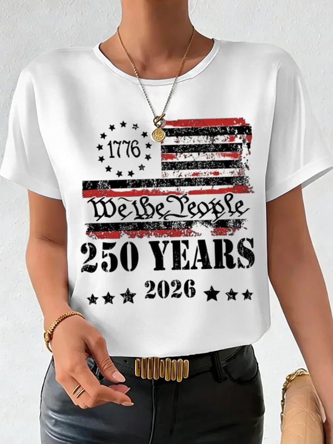 Women's 250th Anniversary National Flag Print Casual T-Shirt
