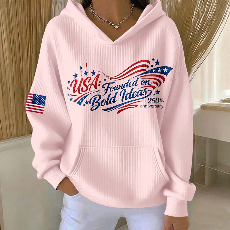 Women's US 250th Anniversary Print Casual Hoodie