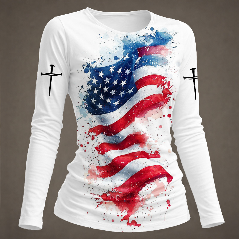 American 250th Anniversary Faith Print Long-Sleeve T-Shirt