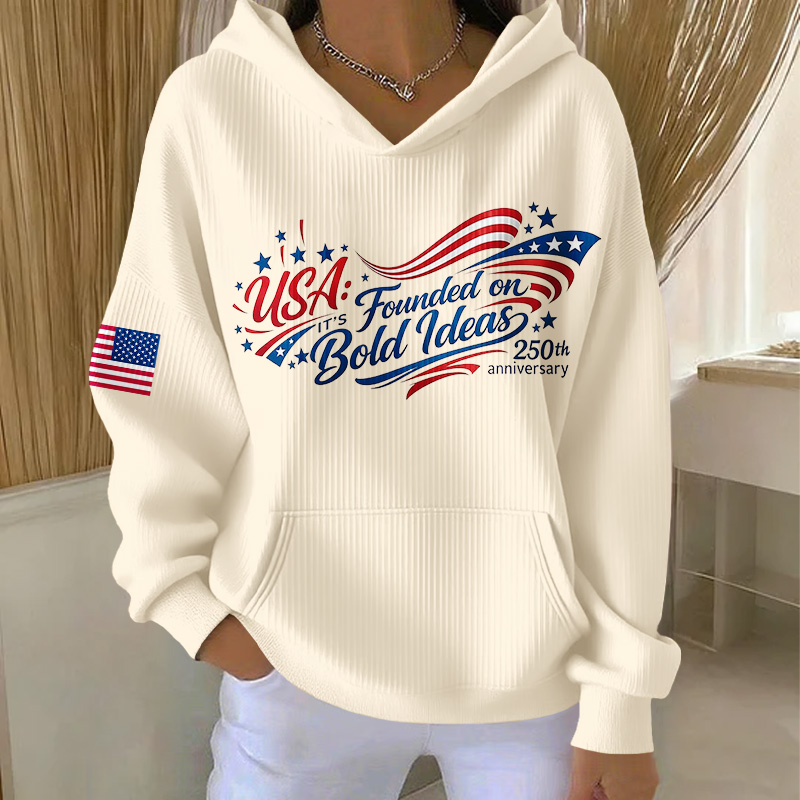 Women's US 250th Anniversary Print Casual Hoodie