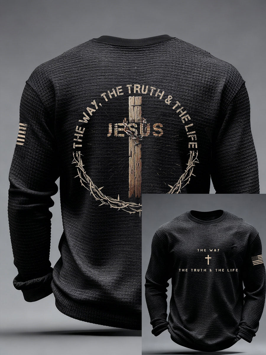 Men's The Way The Truth The Life Waffle Long Sleeve T-Shirt