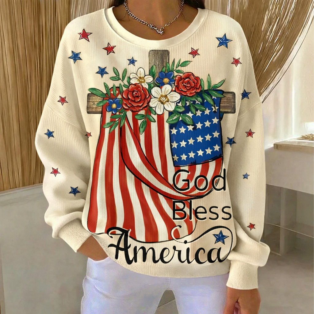 Women's American 250th Anniversary Faith Print Casual Sweatshirt
