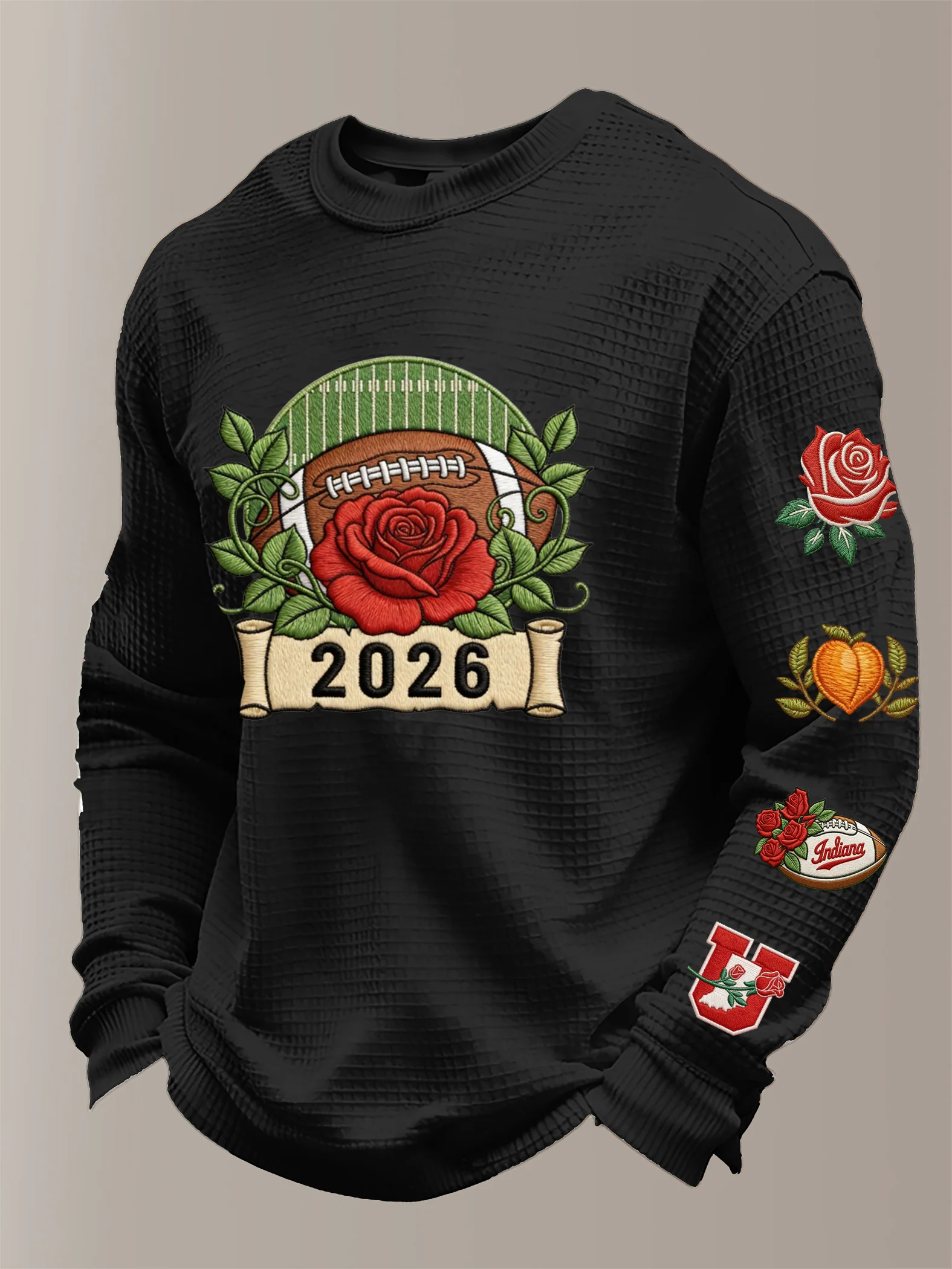 Men's Puerto Rico Printed Waffle-Knit Long-Sleeved T-Shirt