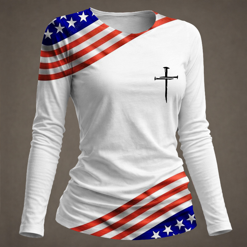 American 250th Anniversary Faith Print Long-Sleeve T-Shirt