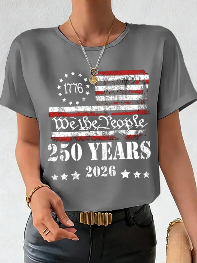 Women's 250th Anniversary National Flag Print Casual T-Shirt