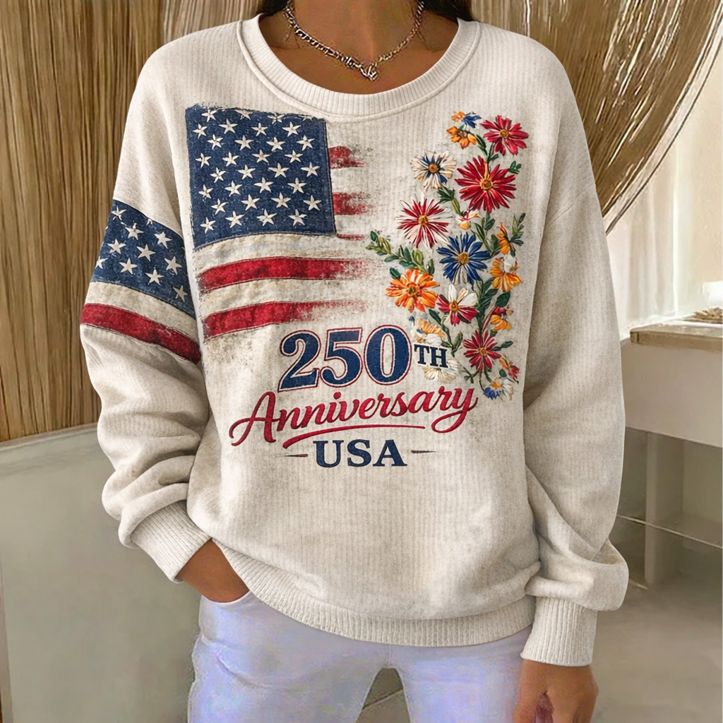 Women's American 250th Anniversary Art Print Casual Sweatshirt