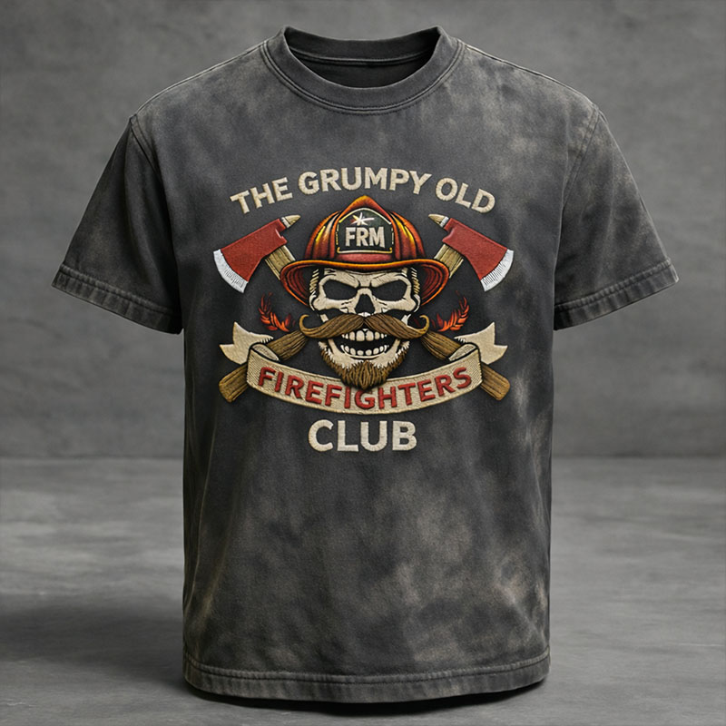 Firefighters' Club Art Print Casual V-neck T-Shirt