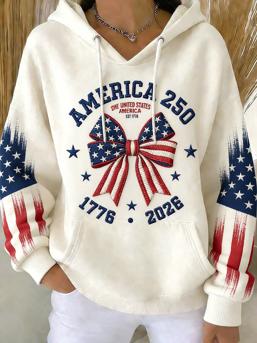 Women's Vintage American 250th Anniversary Print Hoodie