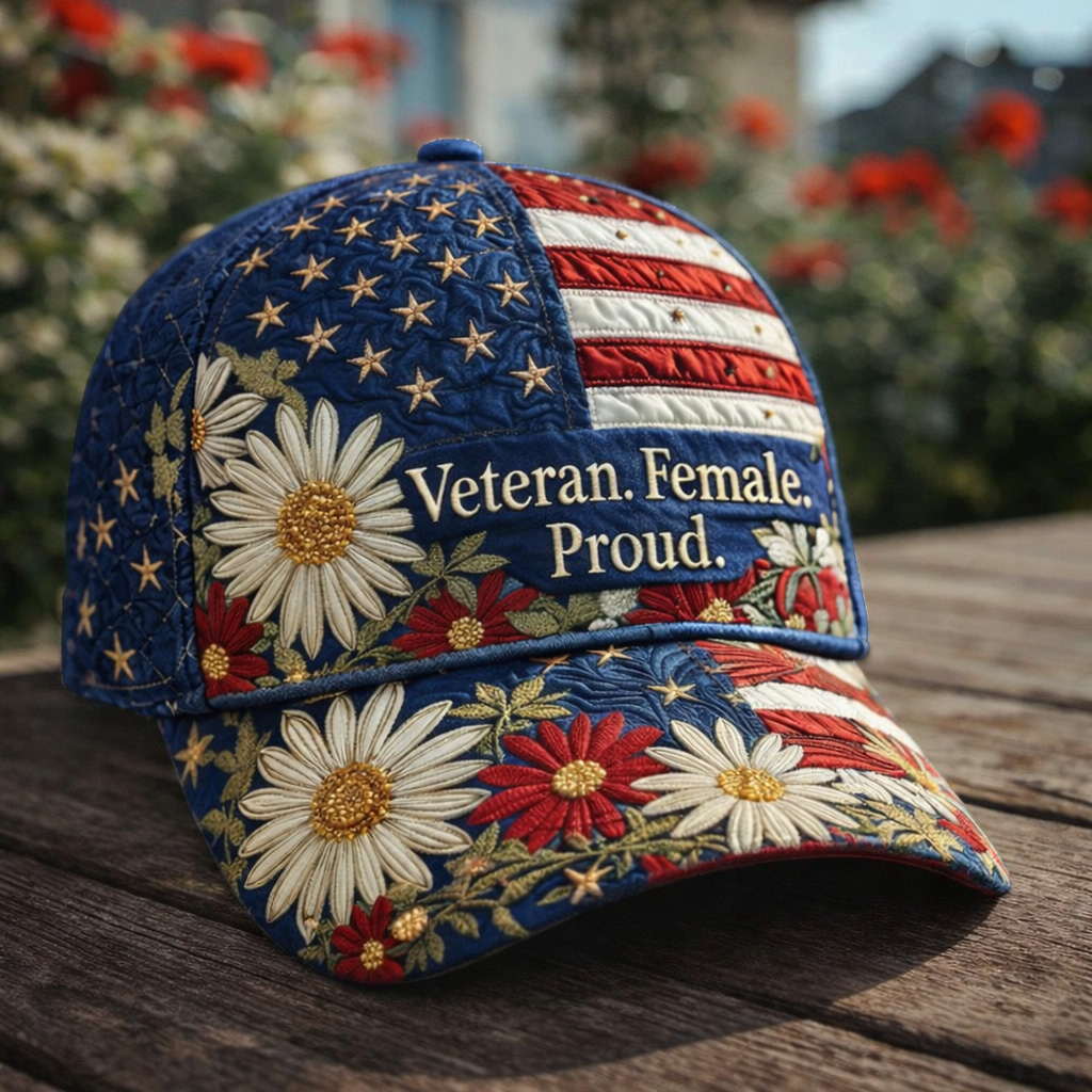 Retro Female Veteran Art Print Casual Hat
