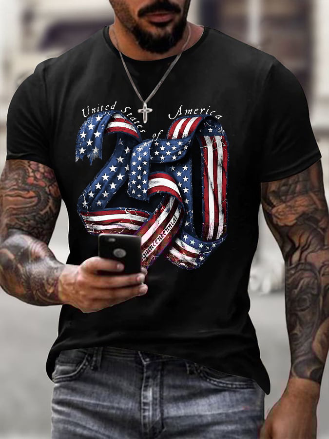 Men'S American 250th Anniversary Printed Short-Sleeve T-Shirt