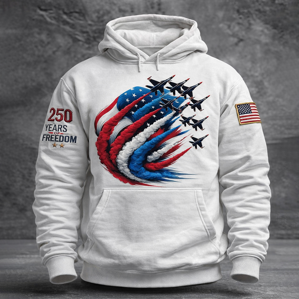 US 250th Anniversary Print Casual Hoodie