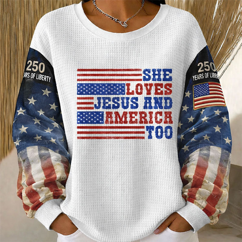 US 250th Anniversary Print Long Sleeve Sweatshirt