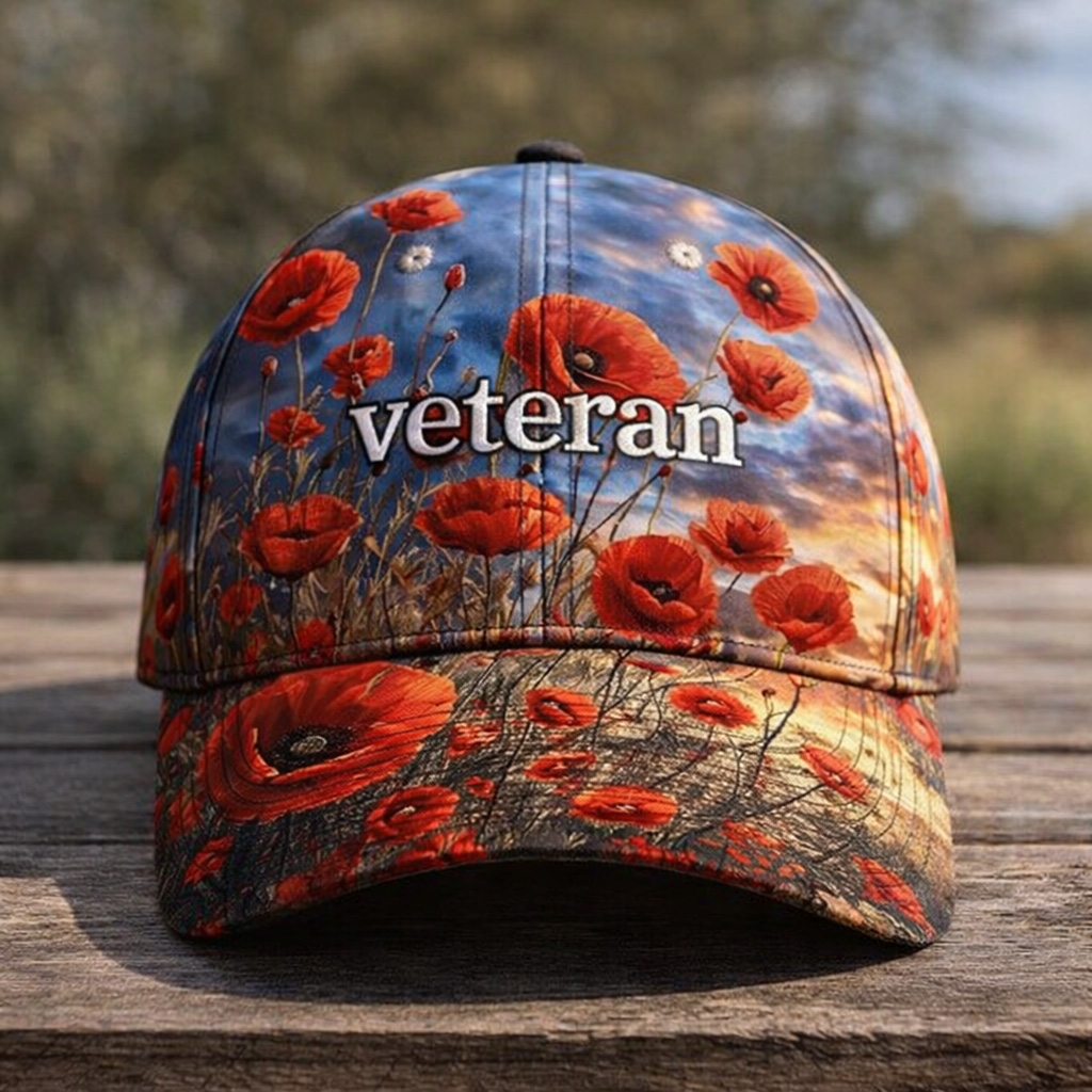Retro Veteran Art Print Casual Hat