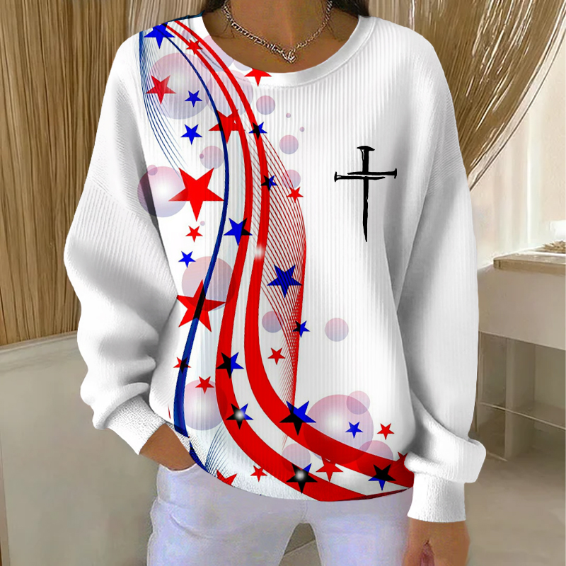 Women's American 250th Anniversary Faith Print Casual Sweatshirt