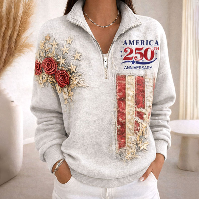 Women's 250th Anniversary Of The United States  Printed Casual Sweatshirt