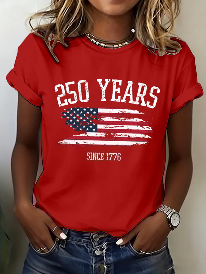 Women's 250th Anniversary National Flag Print Casual T-Shirt