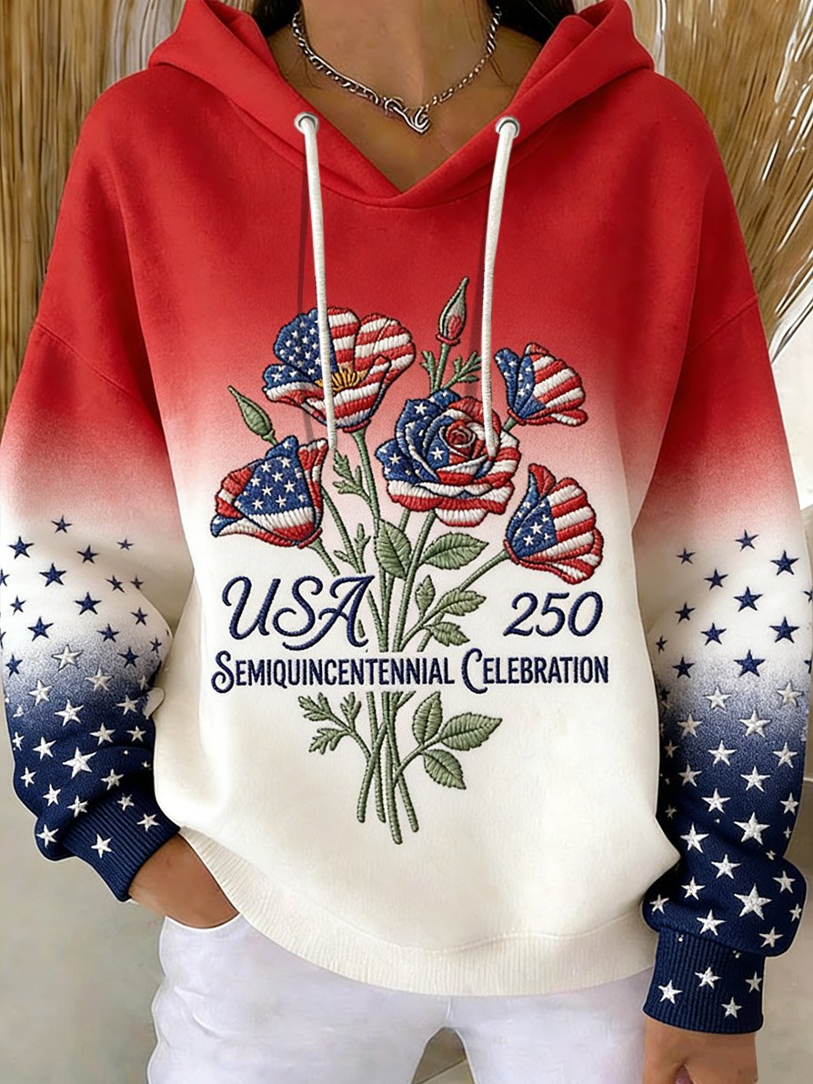 Women's Vintage American 250th Anniversary Print Hoodie