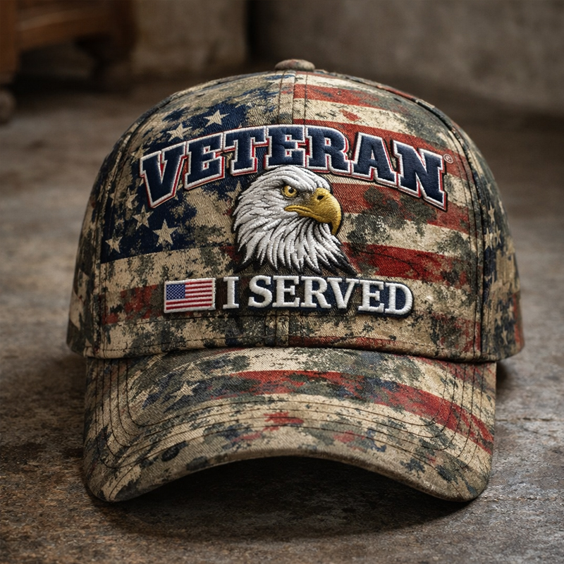 US Retro Veteran Print Casual Hat