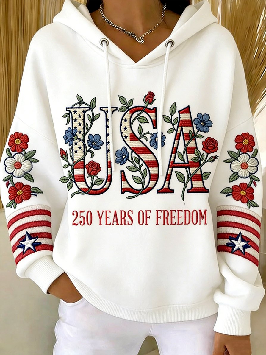 Women's Vintage American 250th Anniversary Print Hoodie