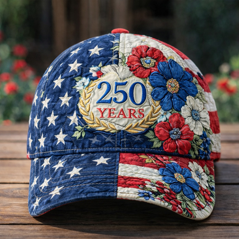 250th Anniversary Floral Flag Art Printed Casual Hat