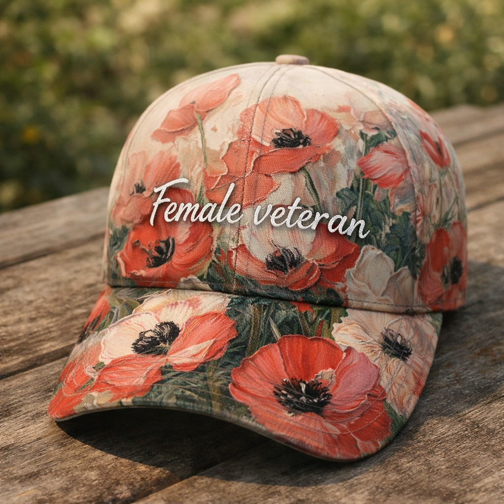 Retro Female Veteran Art Print Casual Hat