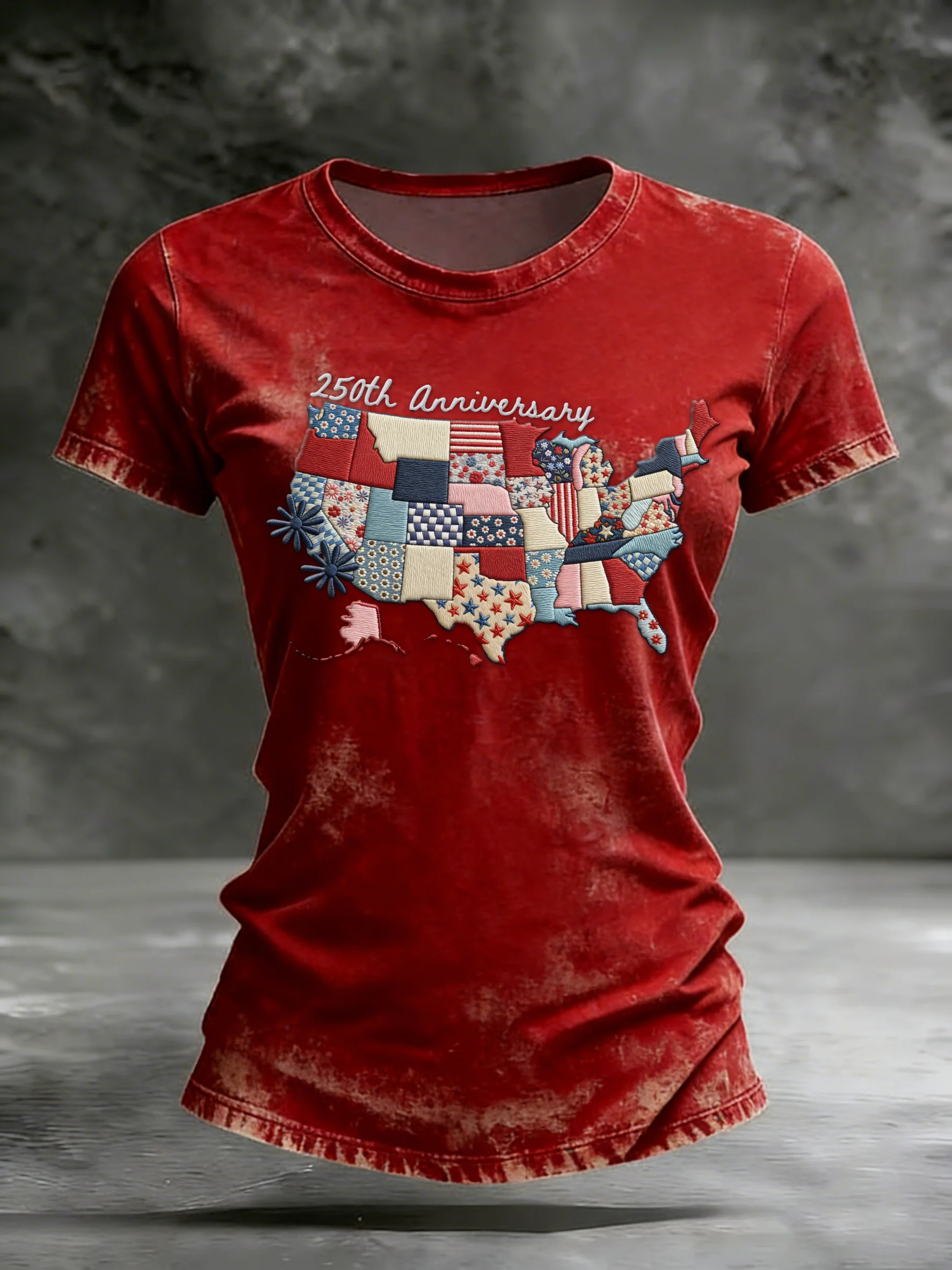 Women's casual retro American 250th anniversary T-shirt
