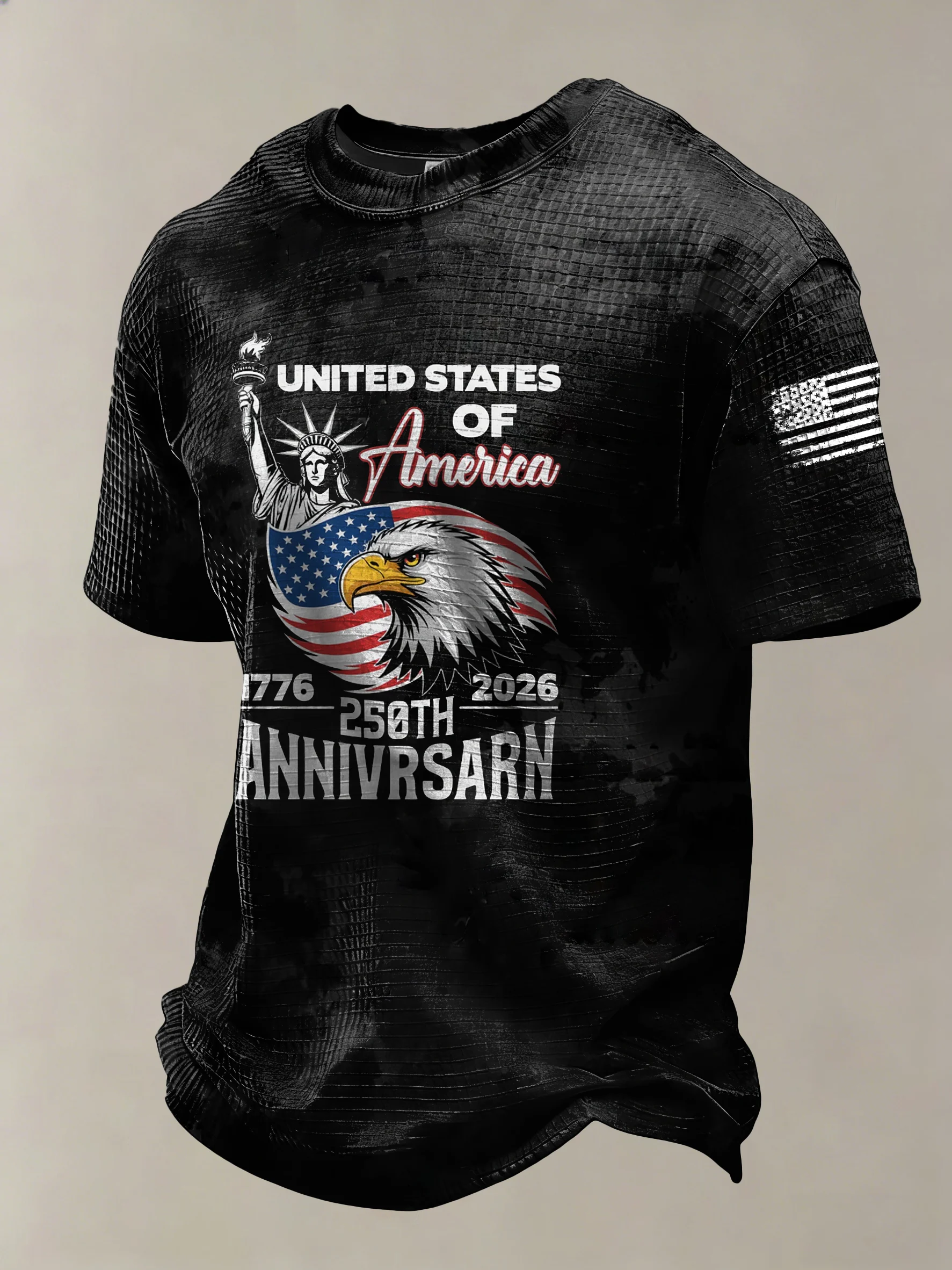 Men's Casual American 250th Anniversary Print T-Shirt