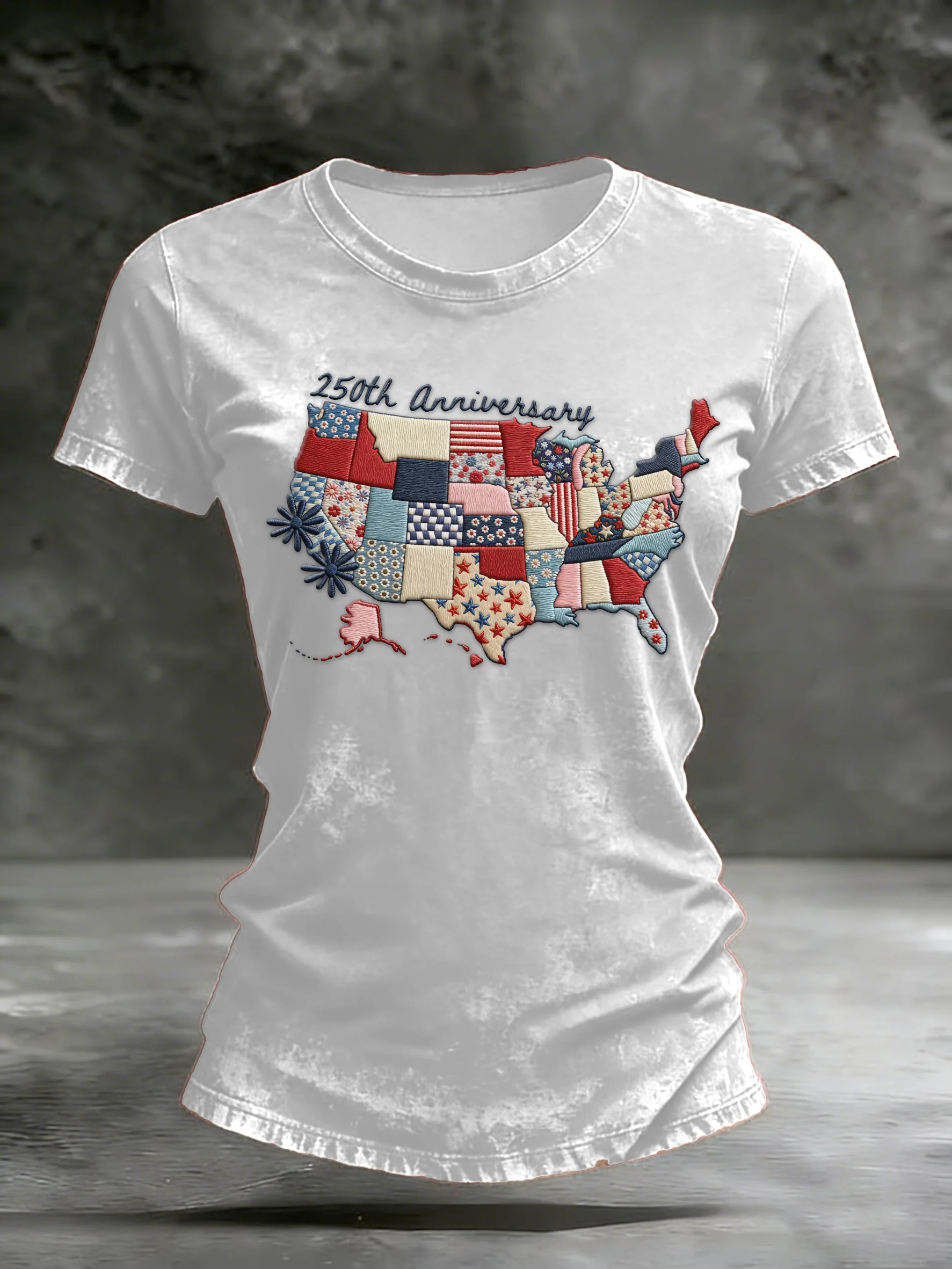 Women's casual retro American 250th anniversary T-shirt