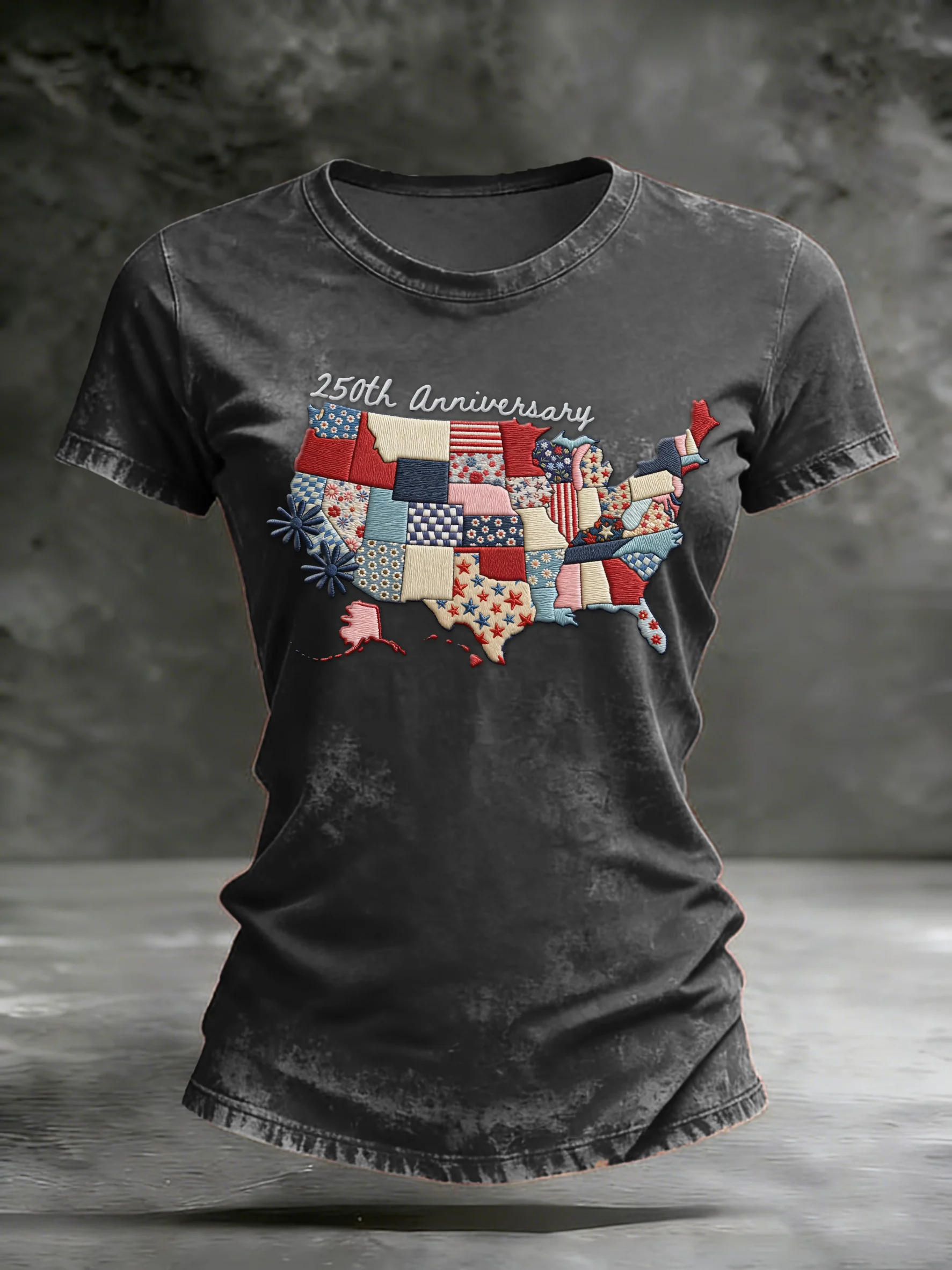 Women's casual retro American 250th anniversary T-shirt
