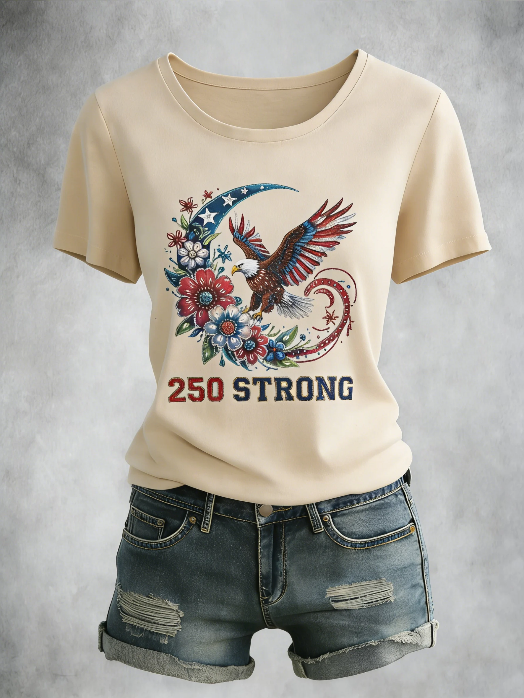 Women's American 250th Anniversary Print Crew Neck Top