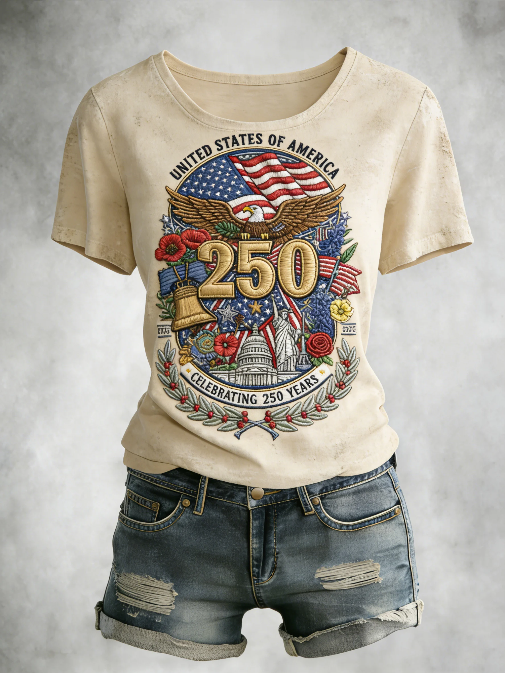 Women's American 250th Anniversary Print Crew Neck Top