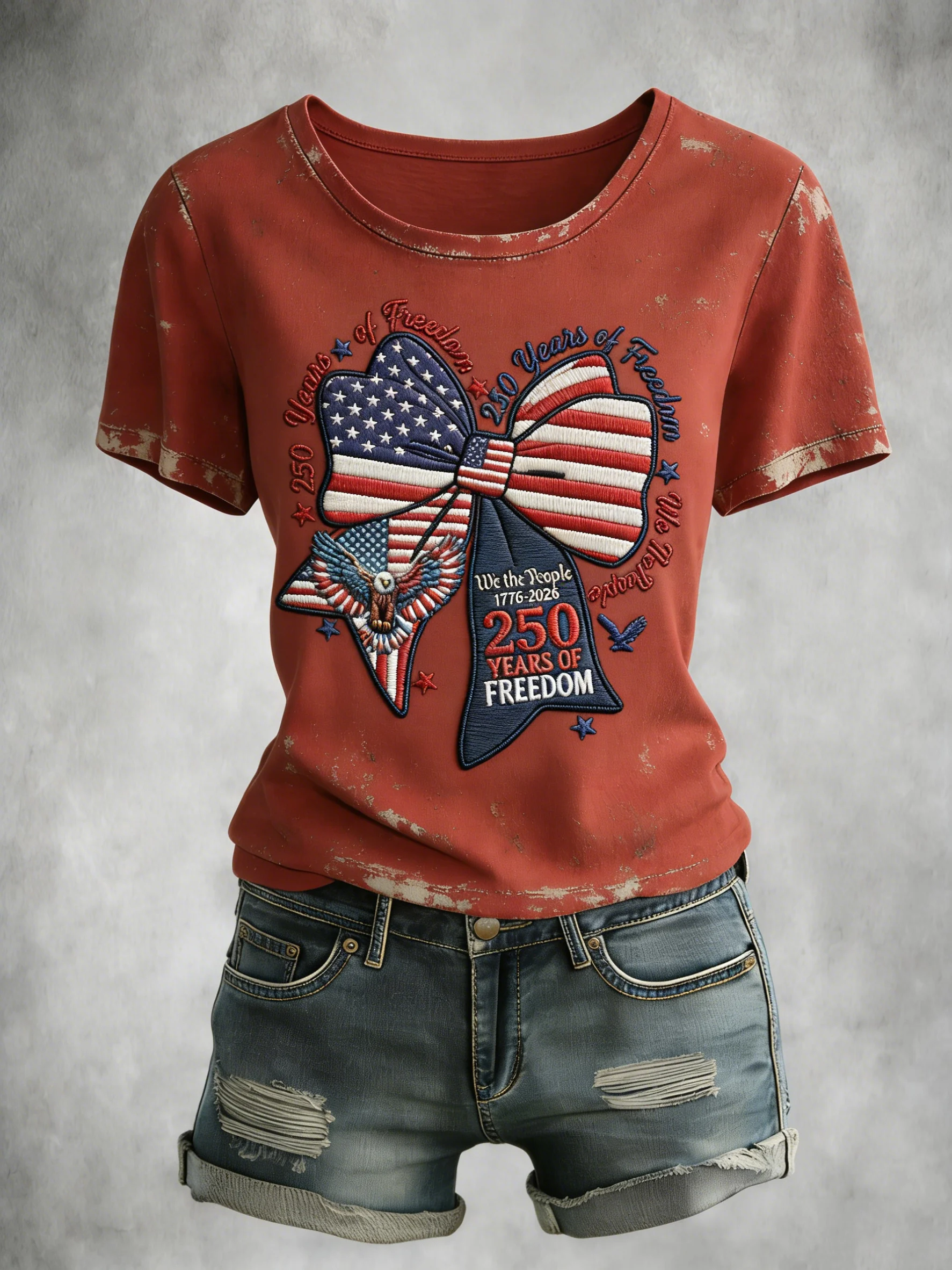 Women's American 250th Anniversary Print Crew Neck Top