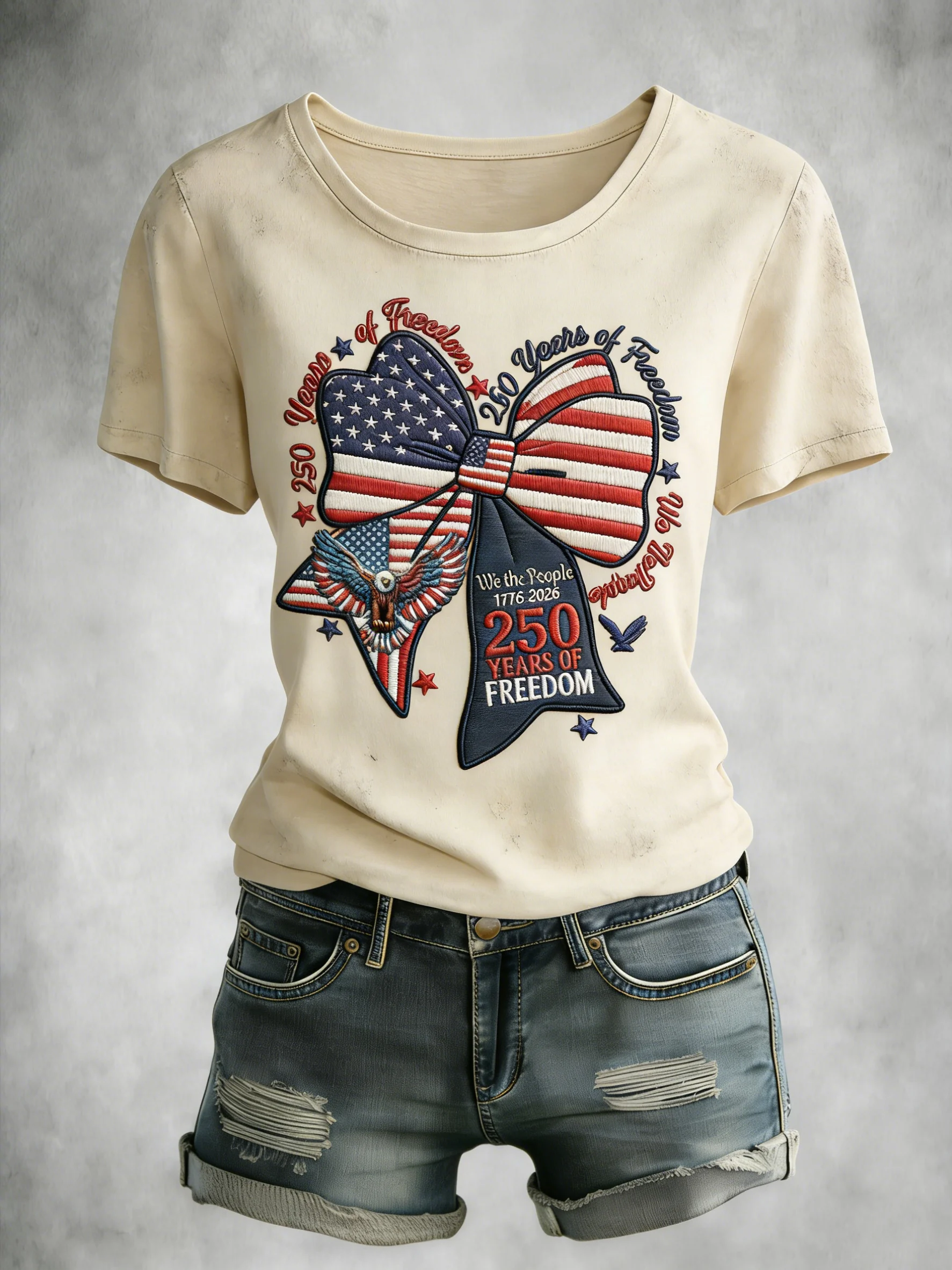 Women's American 250th Anniversary Print Crew Neck Top