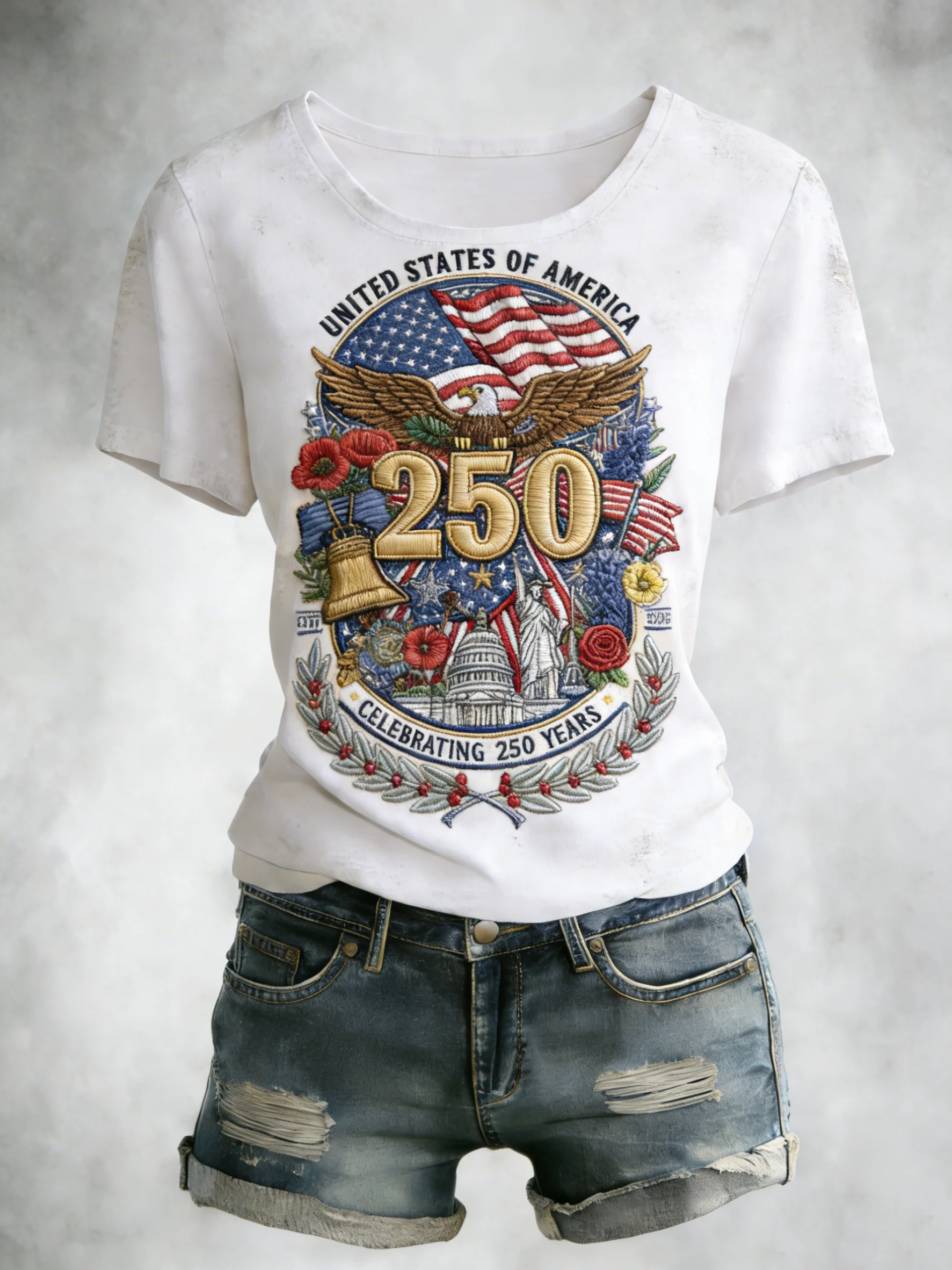 Women's American 250th Anniversary Print Crew Neck Top