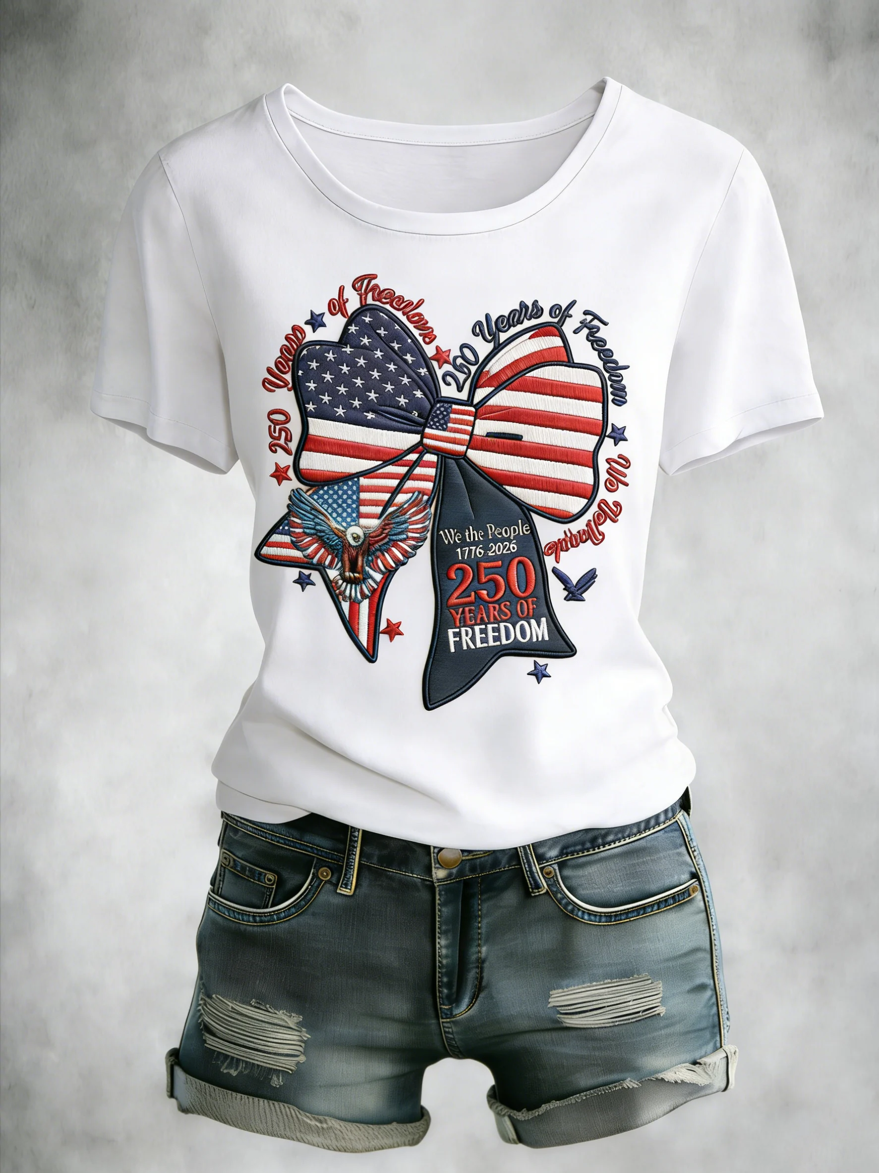 Women's American 250th Anniversary Print Crew Neck Top