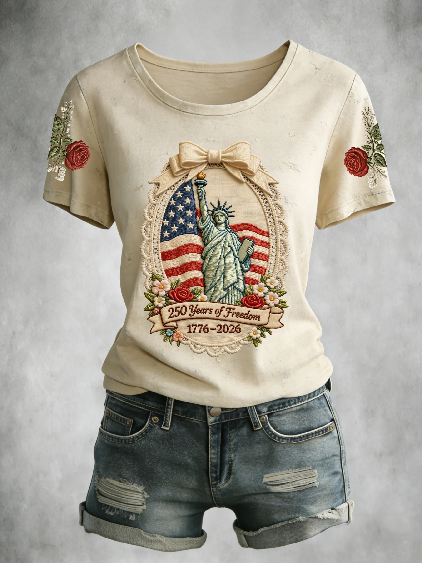 Women's American 250th Anniversary Print Crew Neck Top