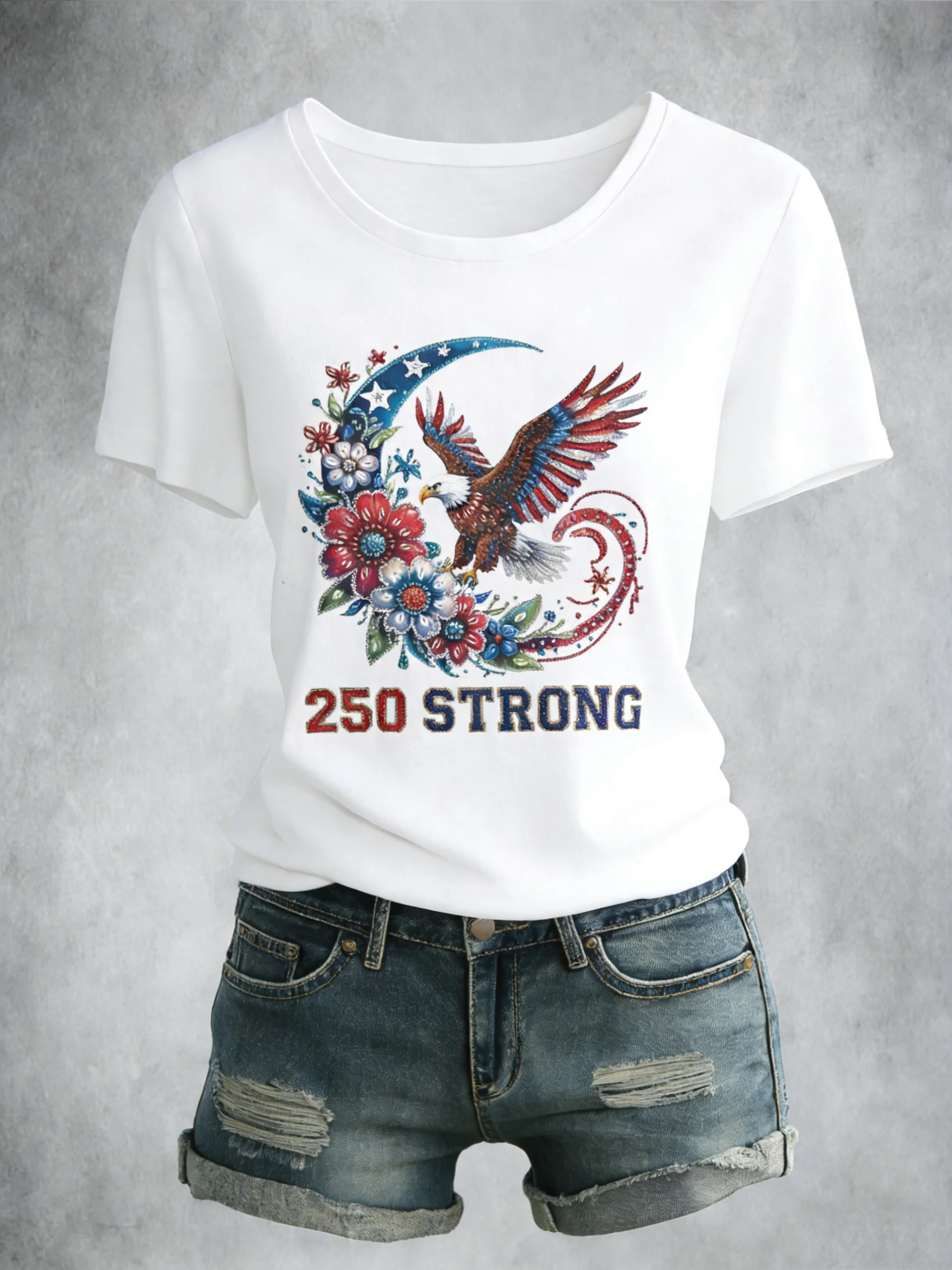 Women's American 250th Anniversary Print Crew Neck Top