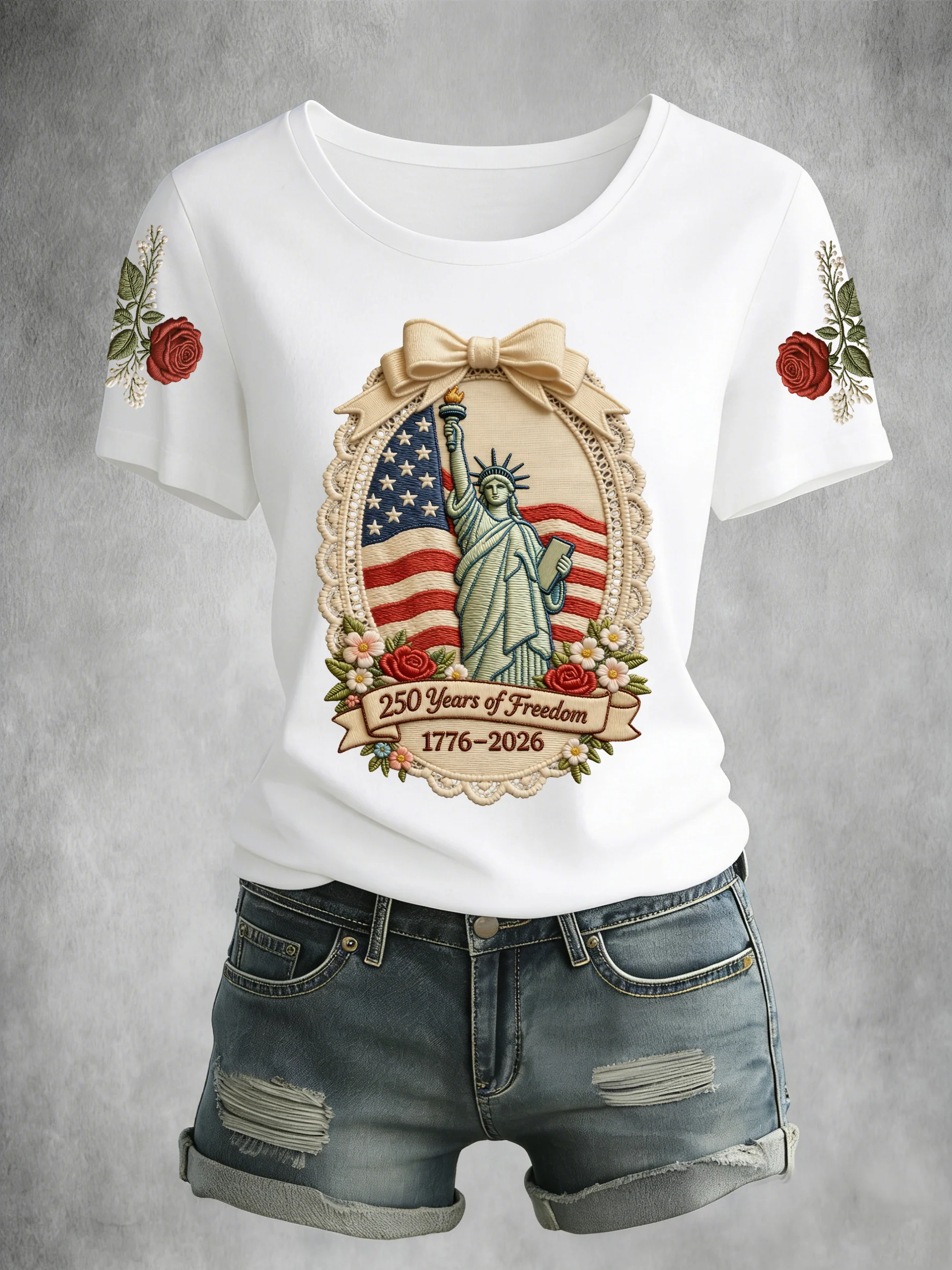 Women's American 250th Anniversary Print Crew Neck Top