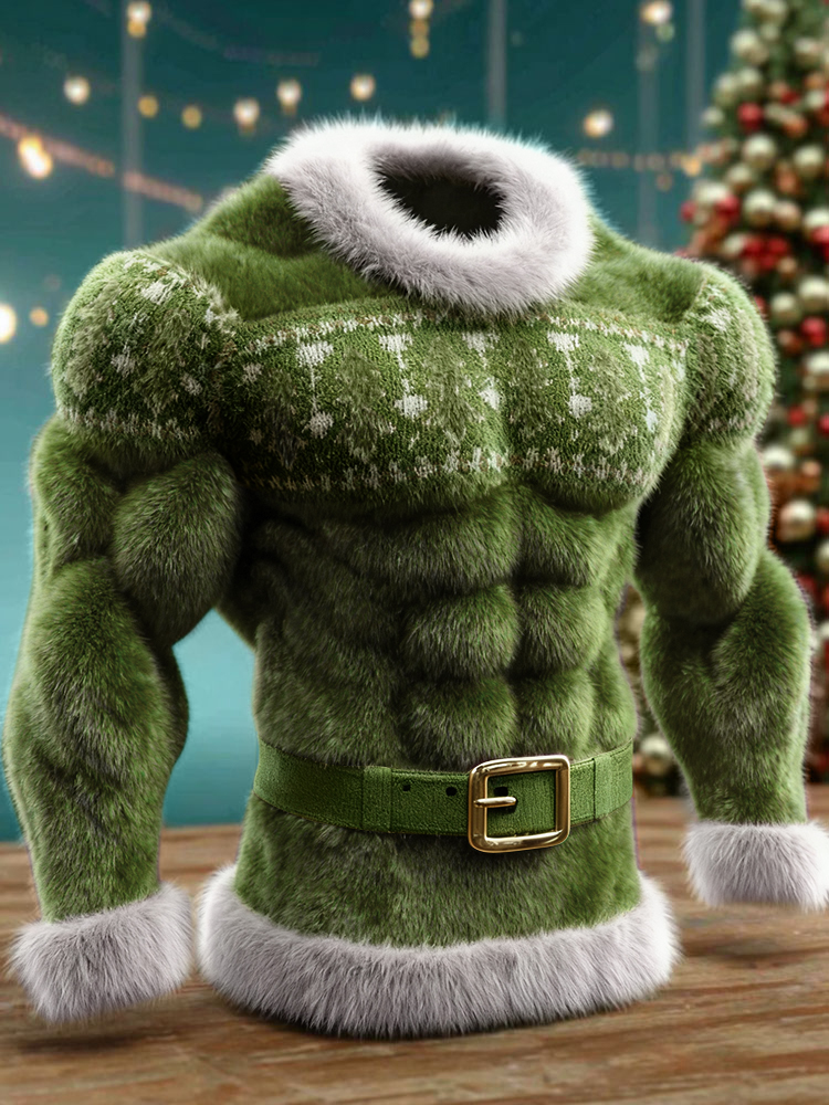 Men's Christmas Tree Pattern Ugly Flannel Hoodie