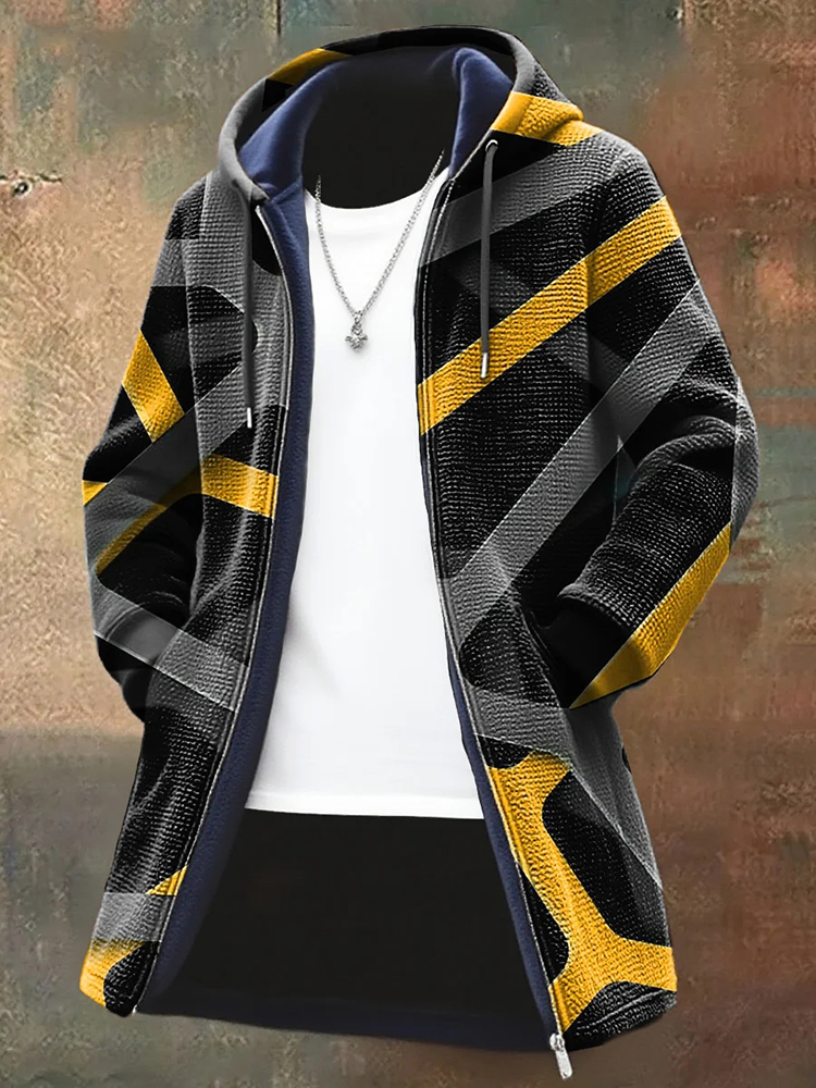 Metallic Abstract Art Print Plush Thick Long-sleeved Cardigan