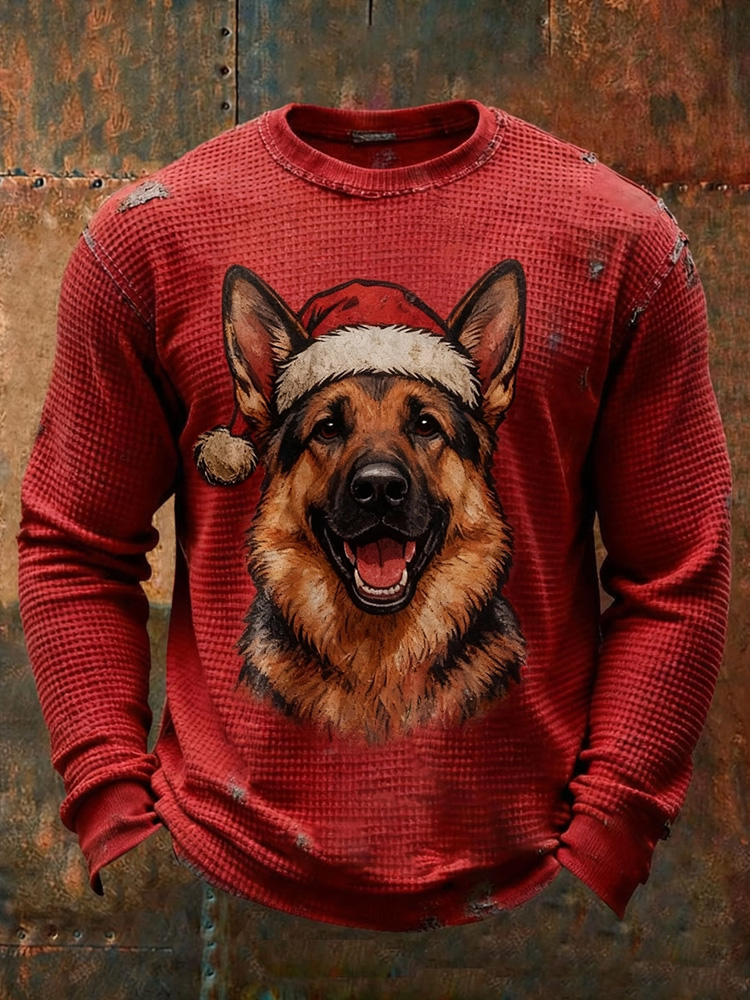 Men's Christmas German Shepherd Long-sleeve Shirts
