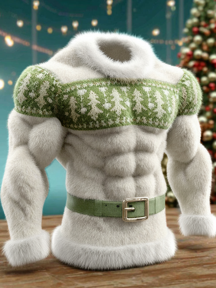 Men's Christmas Tree Pattern Ugly Flannel Hoodie