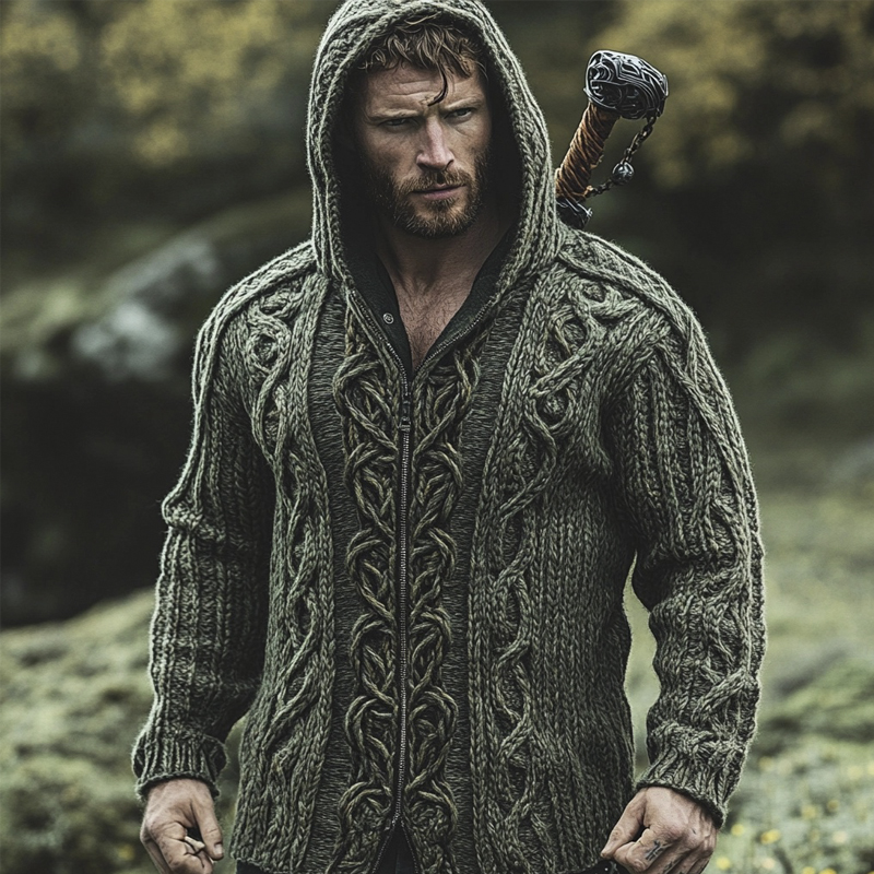 Vintage Celtic Myth Men's Hooded Zipper Sweater