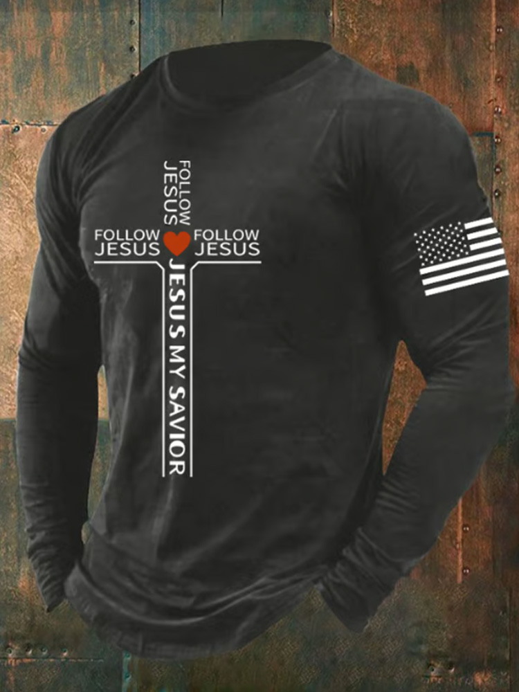 Men's Jesus My Savior-Follow The Lord Printed Casual T-Shirt