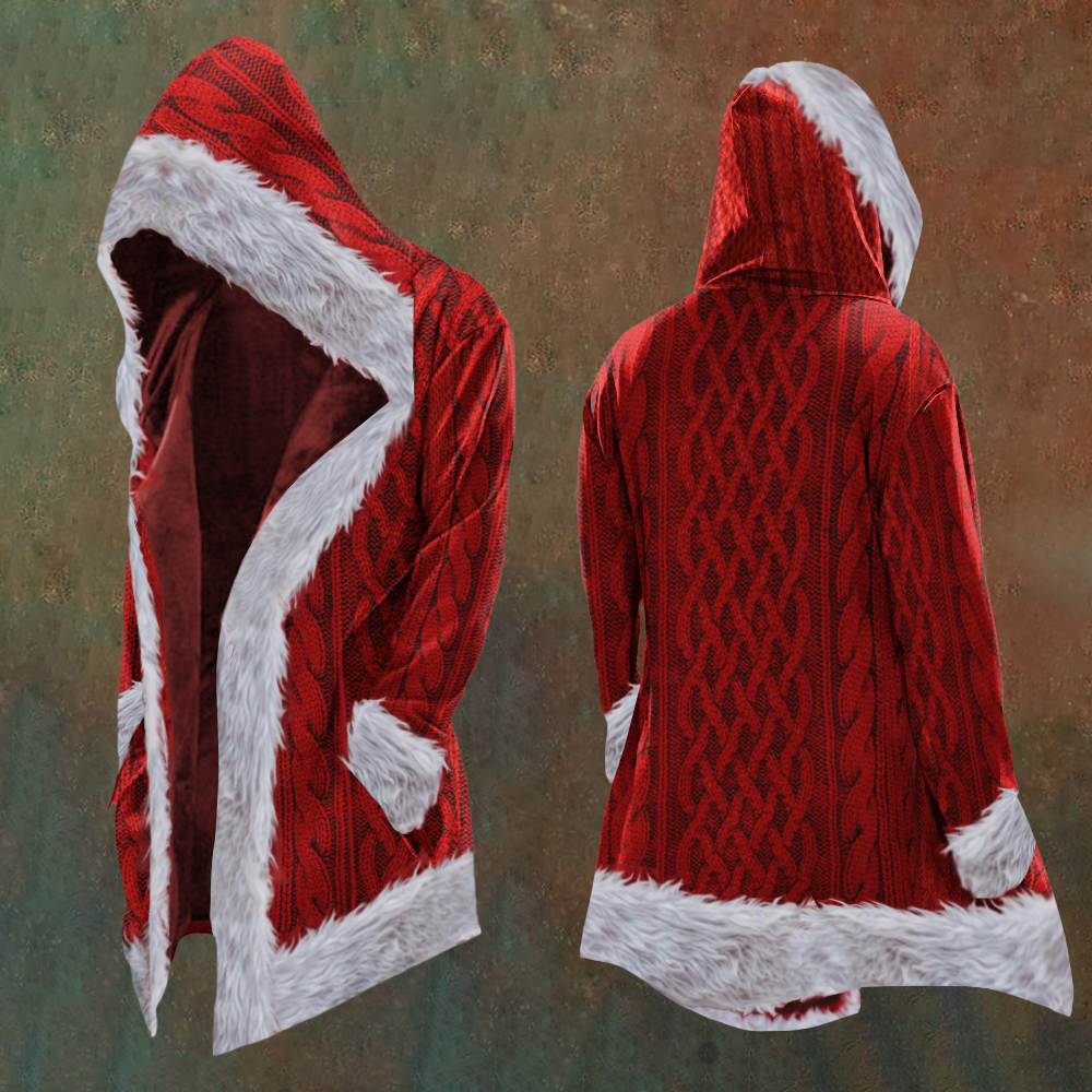 Christmas Santa Knit Jacquard Art Hooded Jacket
